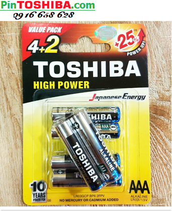 Toshiba LR03GCP BP6-2FPV _Pin AAA 1.5v Alkaline Toshiba LR03GCP BP6-2FPV (Loại Vỉ 6viên)